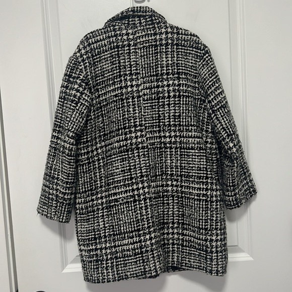Zara Kids Two Tone Black White Plaid Tweed Coat with Pockets size 9  cm 134 - Picture 3 of 6